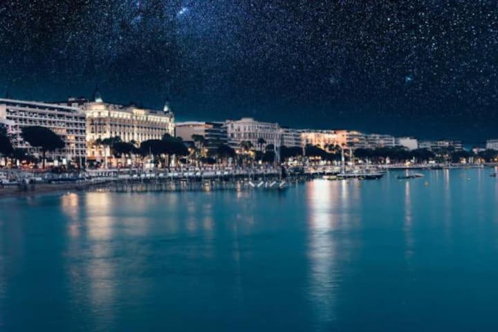 CANNES plage 2mn/45m2/vue mer/inernet/clim/parking privé Eksteriør billede
